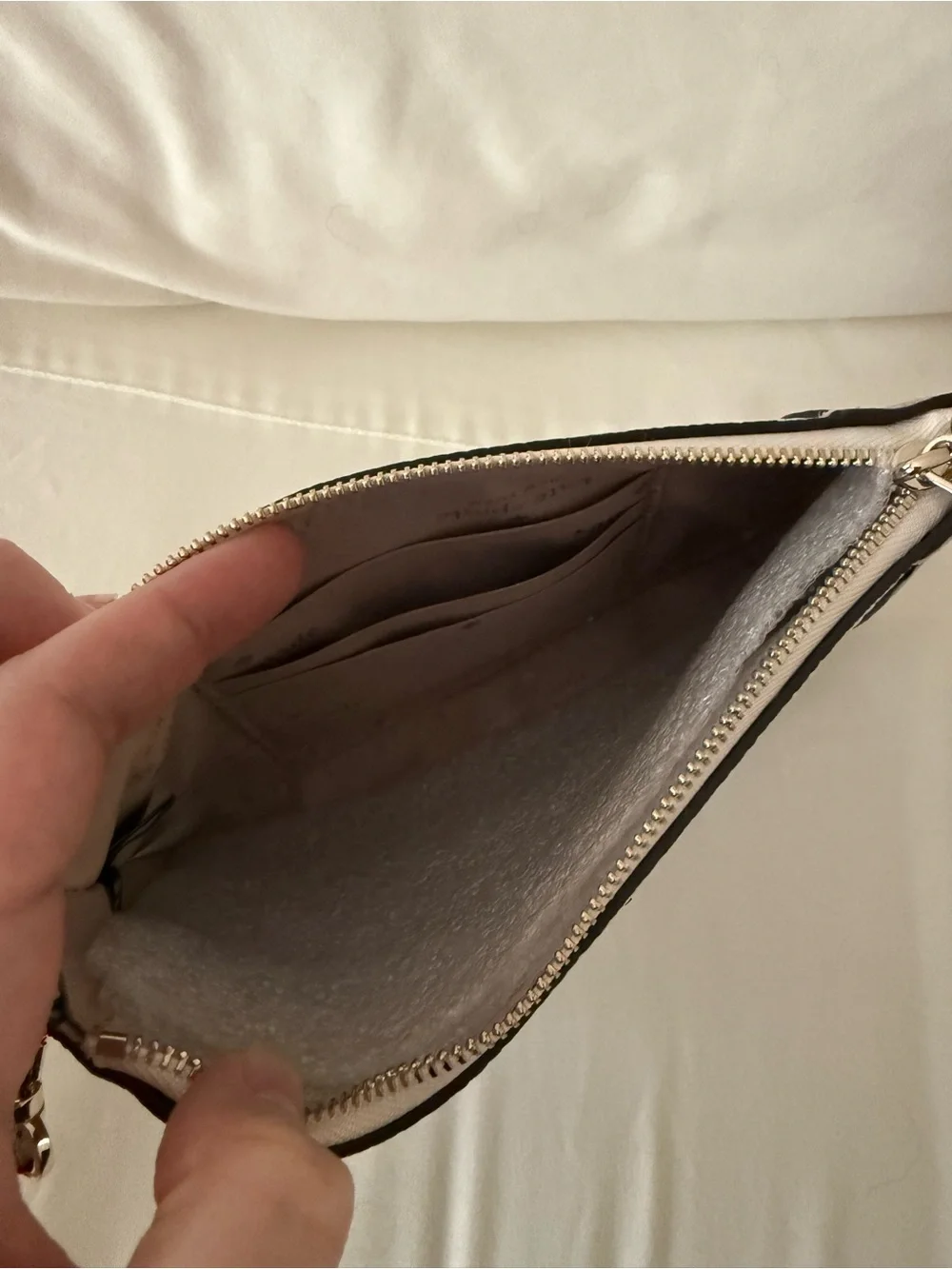 kate spade Two-Tone Pebbled Beige & Cream Wristlet Clutch - Picture 3 of 3